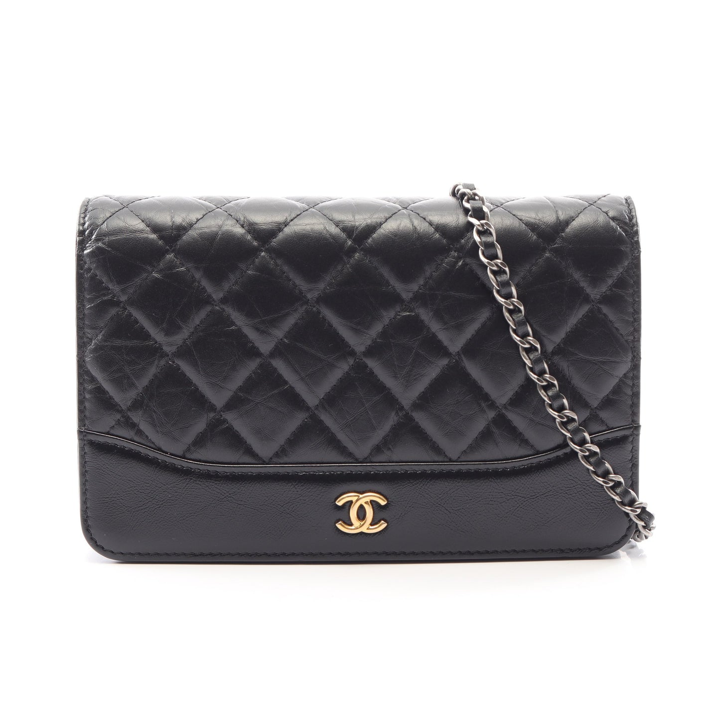 ガブリエル ドゥ シャネル コンビ金具 チェーンウォレット シャイニーカーフスキン ブラック シャネル バッグ CHANEL