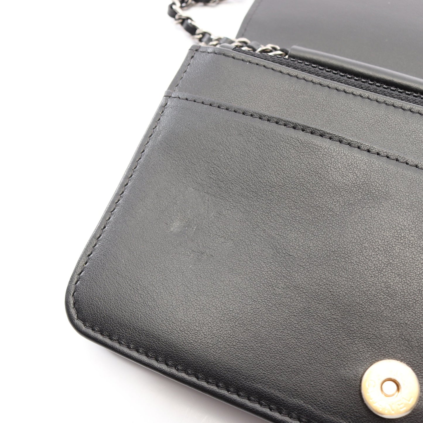 ガブリエル ドゥ シャネル コンビ金具 チェーンウォレット シャイニーカーフスキン ブラック シャネル バッグ CHANEL