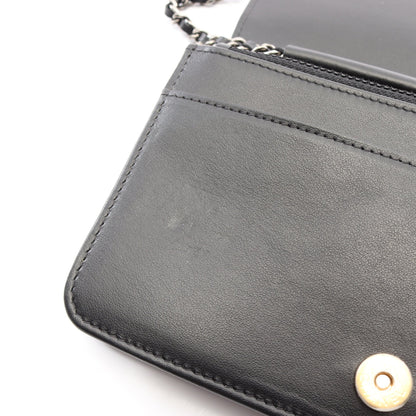 ガブリエル ドゥ シャネル コンビ金具 チェーンウォレット シャイニーカーフスキン ブラック シャネル バッグ CHANEL