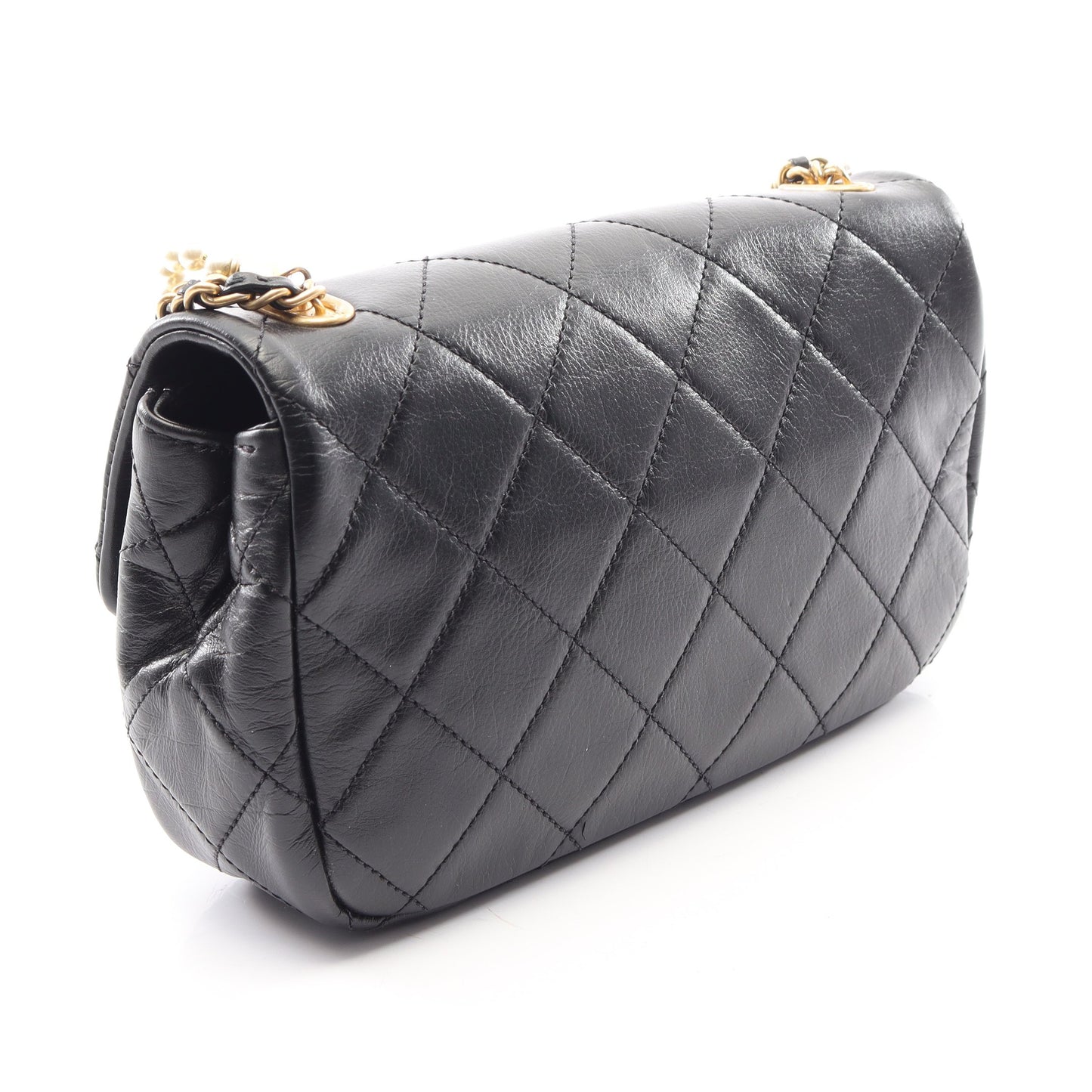 マトラッセ チェーンショルダーバッグ ラムスキン ブラック ゴールド金具 シャネル バッグ CHANEL