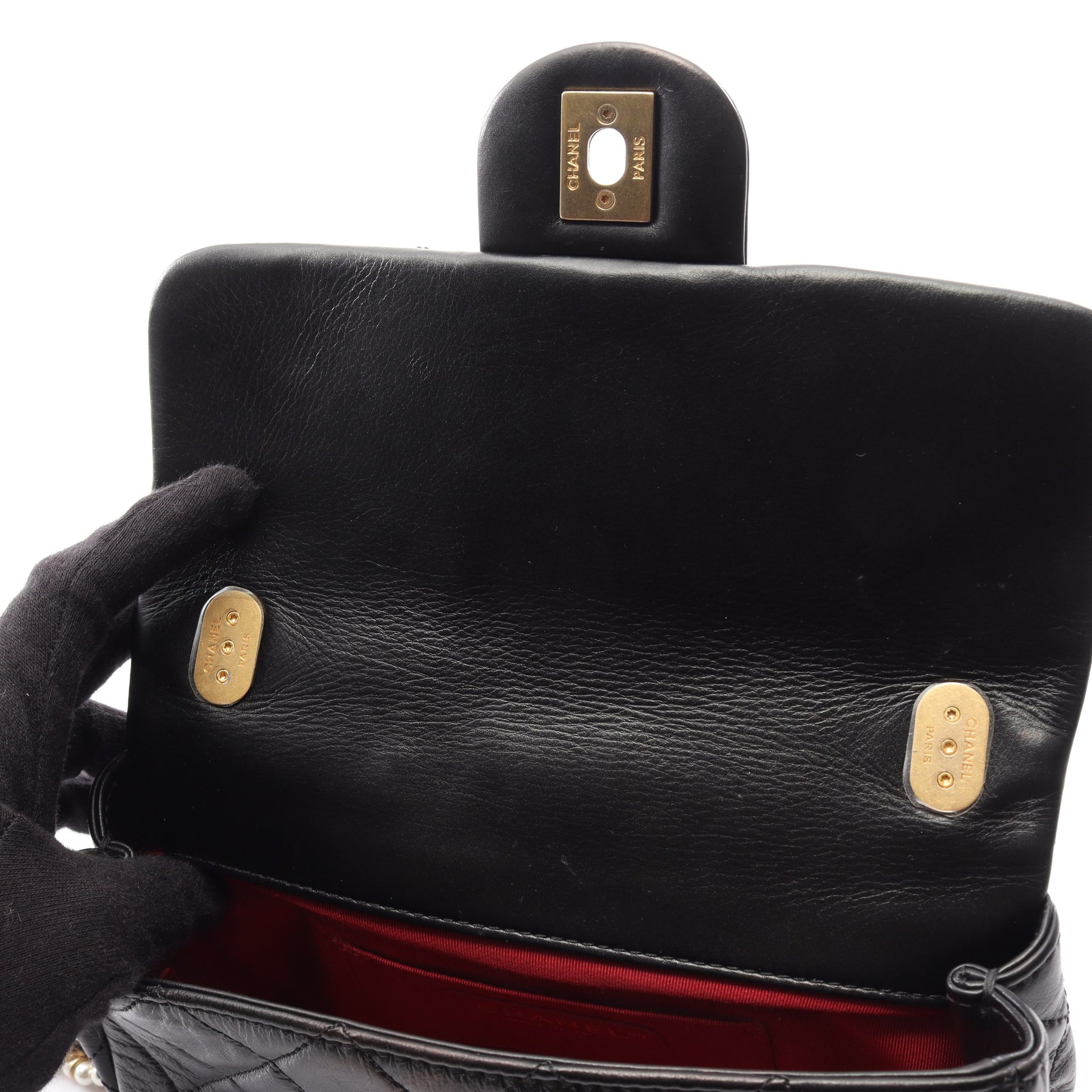 マトラッセ チェーンショルダーバッグ ラムスキン ブラック ゴールド金具 シャネル バッグ CHANEL