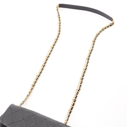 マトラッセ チェーンショルダーバッグ ラムスキン ブラック ゴールド金具 シャネル バッグ CHANEL