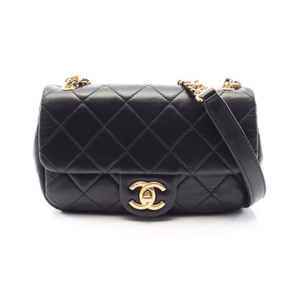 マトラッセ チェーンショルダーバッグ ラムスキン ブラック ゴールド金具 シャネル バッグ CHANEL
