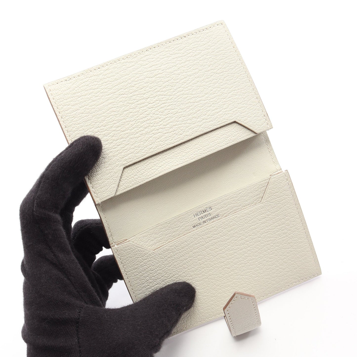 ベアン カードケース クレ カードケース シェーブル オフホワイト シルバー金具 B刻印 エルメス 財布・小物 HERMES