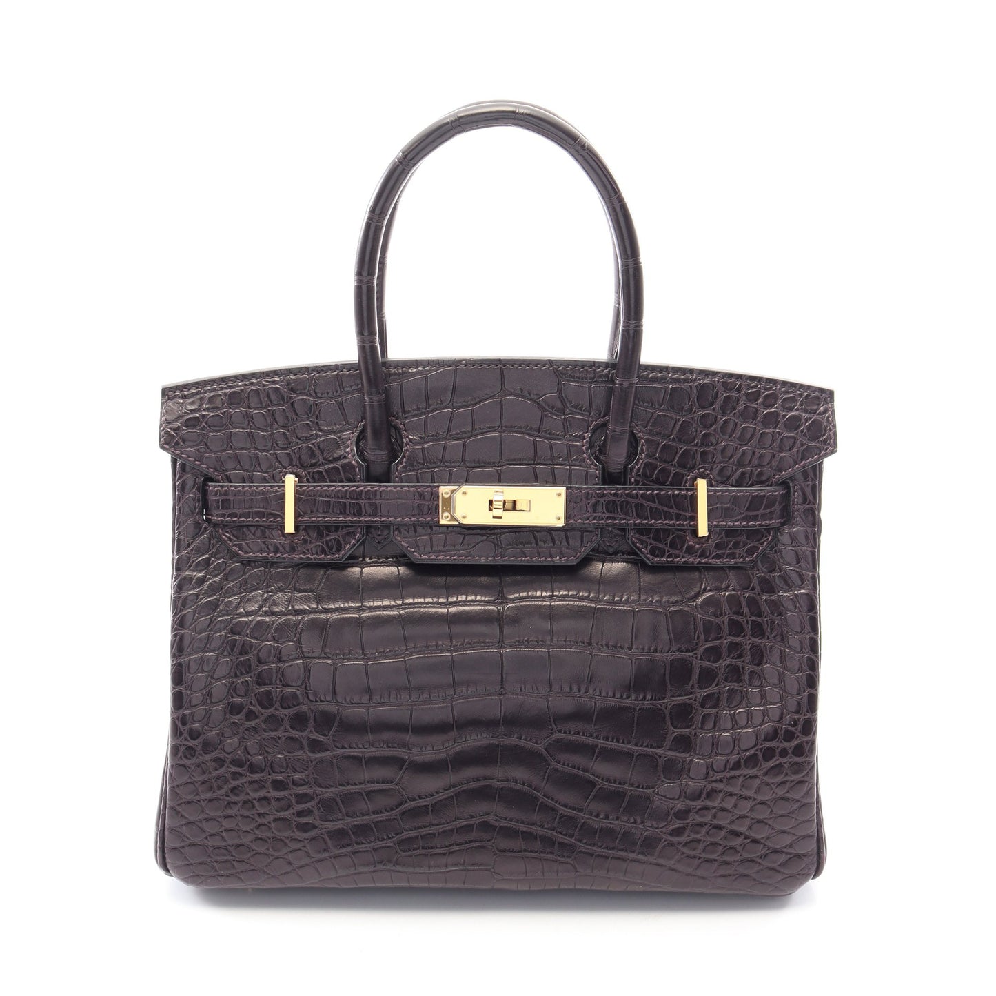 バーキン30 アメジスト ハンドバッグ アリゲーターマット ダークパープル ゴールド金具 D刻印 エルメス バッグ HERMES
