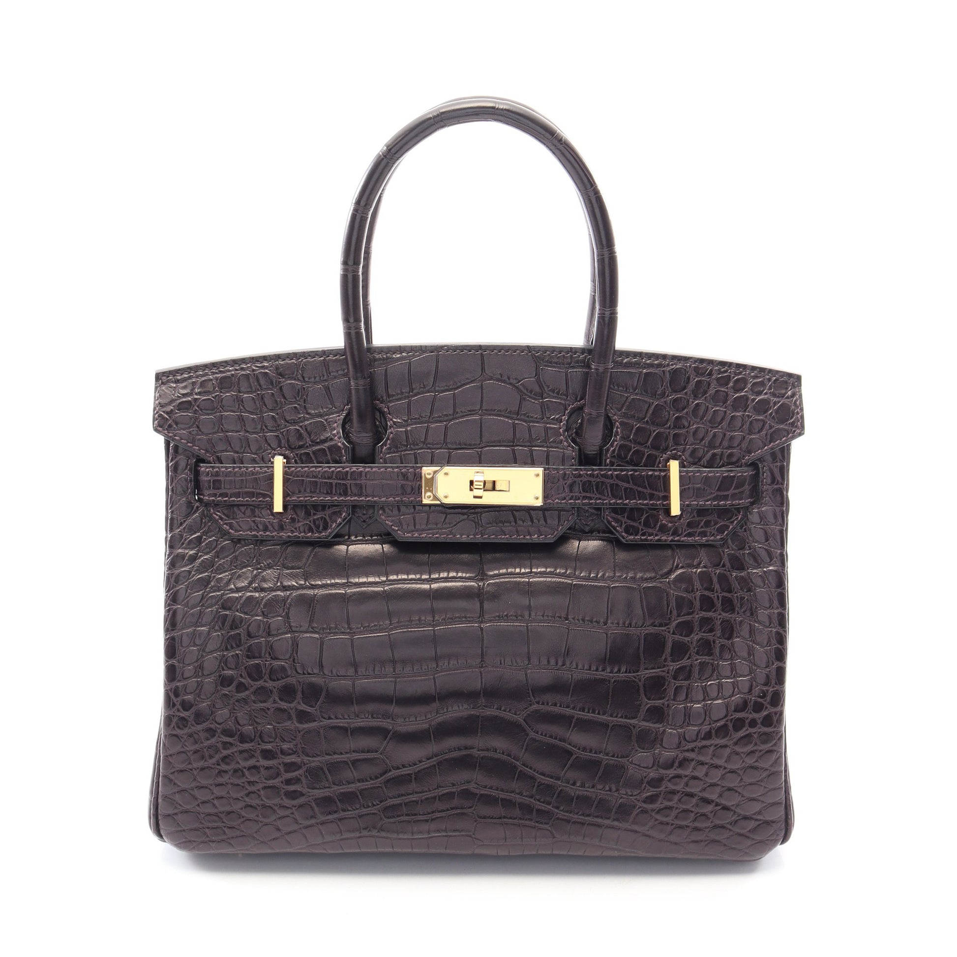 バーキン30 アメジスト ハンドバッグ アリゲーターマット ダークパープル ゴールド金具 D刻印 エルメス バッグ HERMES