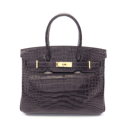 バーキン30 アメジスト ハンドバッグ アリゲーターマット ダークパープル ゴールド金具 D刻印 エルメス バッグ HERMES