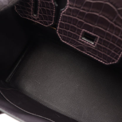 バーキン30 アメジスト ハンドバッグ アリゲーターマット ダークパープル ゴールド金具 D刻印 エルメス バッグ HERMES