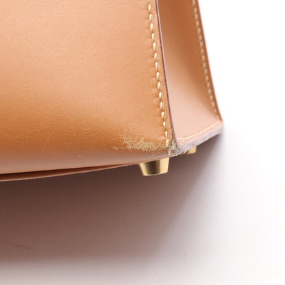 ケリー32 ナチュラル 外縫い 2WAY ハンドバッグ ヴォーシャモニー ライトブラウン ゴールド金具 □D刻印 エルメス