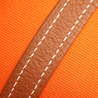 ガーデンパーティPM エクリュ ルージュベネチアン ゴールド ハンドバッグ トートバッグ トワルトランザットロカバール ネゴンダ アイボリー ブラウン マルチカラー シルバー金具 □Q刻印 エルメス