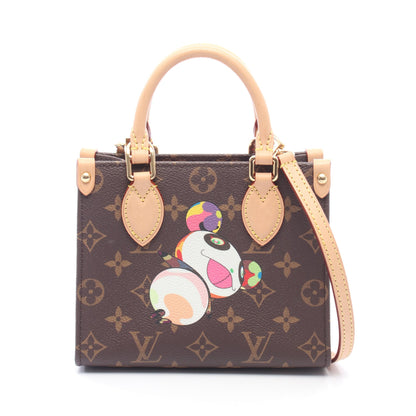 LV × TM オンザゴー BB モノグラムパンダ 2WAY ハンドバッグ PVC レザー ブラウン ルイヴィトン