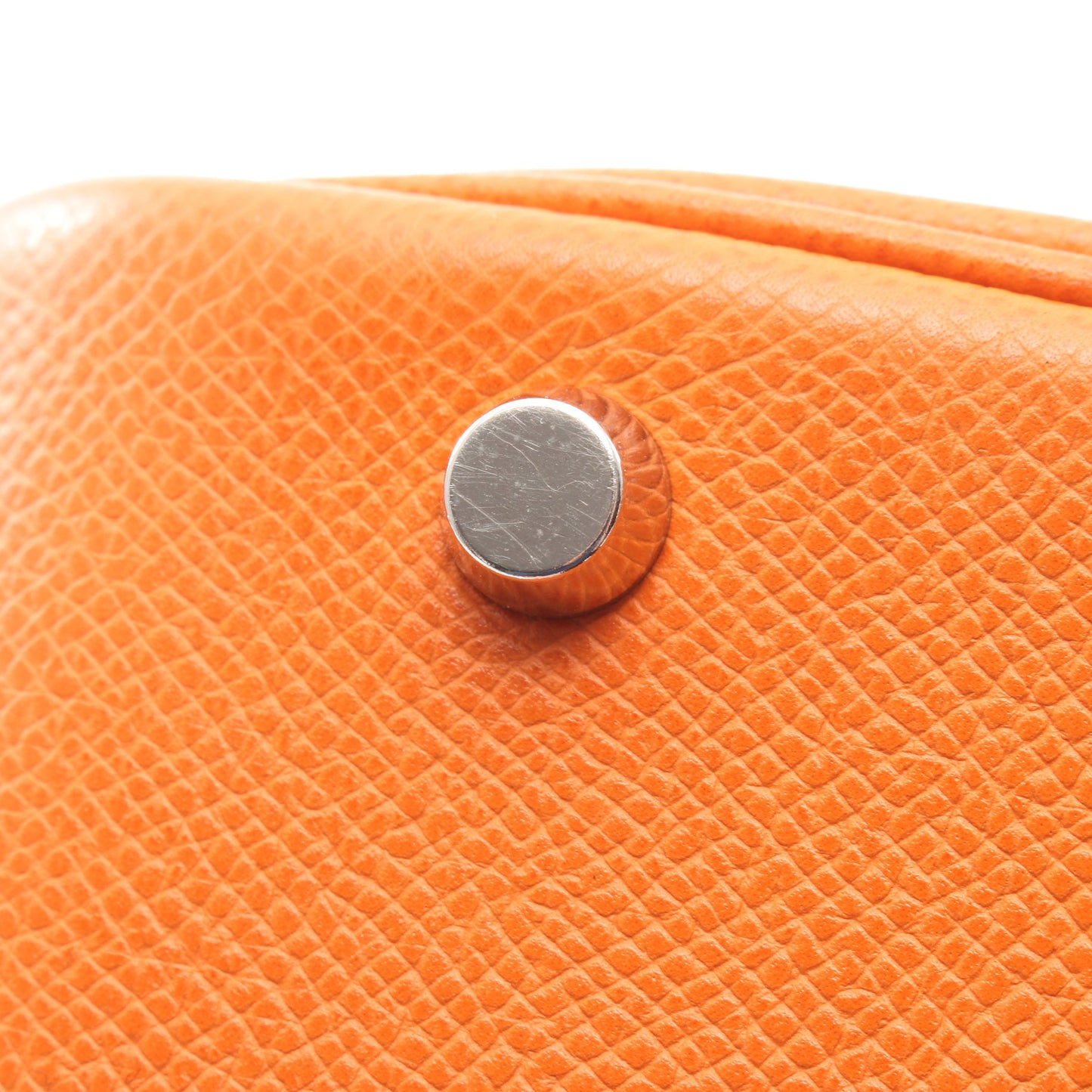 プリュム28 ハンドバッグ ヴォーエプソン オレンジ シルバー金具 □H刻印 エルメス