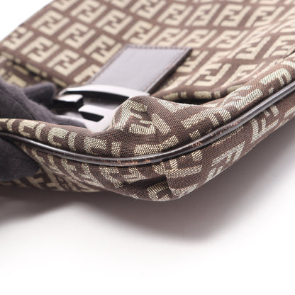 ズッキーノ ショルダーバッグ キャンバス レザー ベージュ ダークブラウン フェンディ