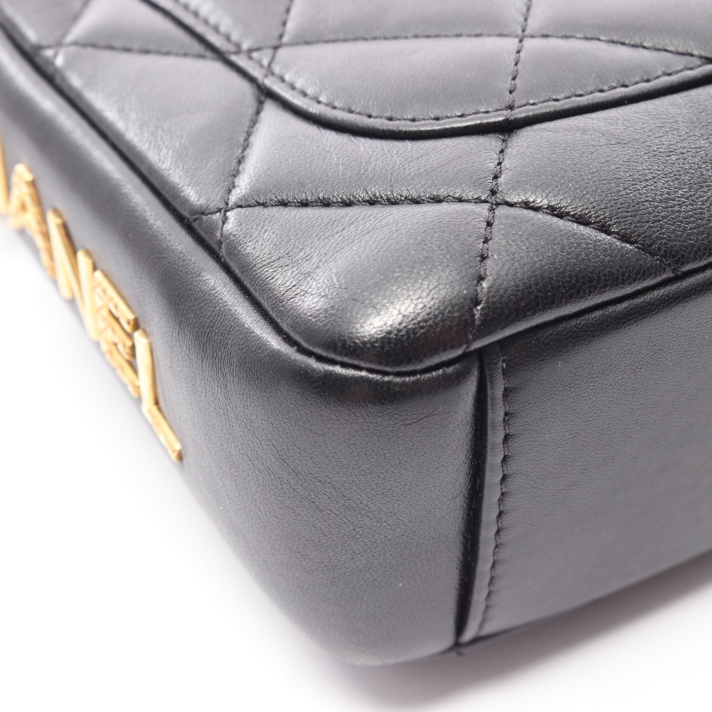 マトラッセ 2WAY チェーンショルダーバッグ ラムスキン ブラック ゴールド金具 シャネル
