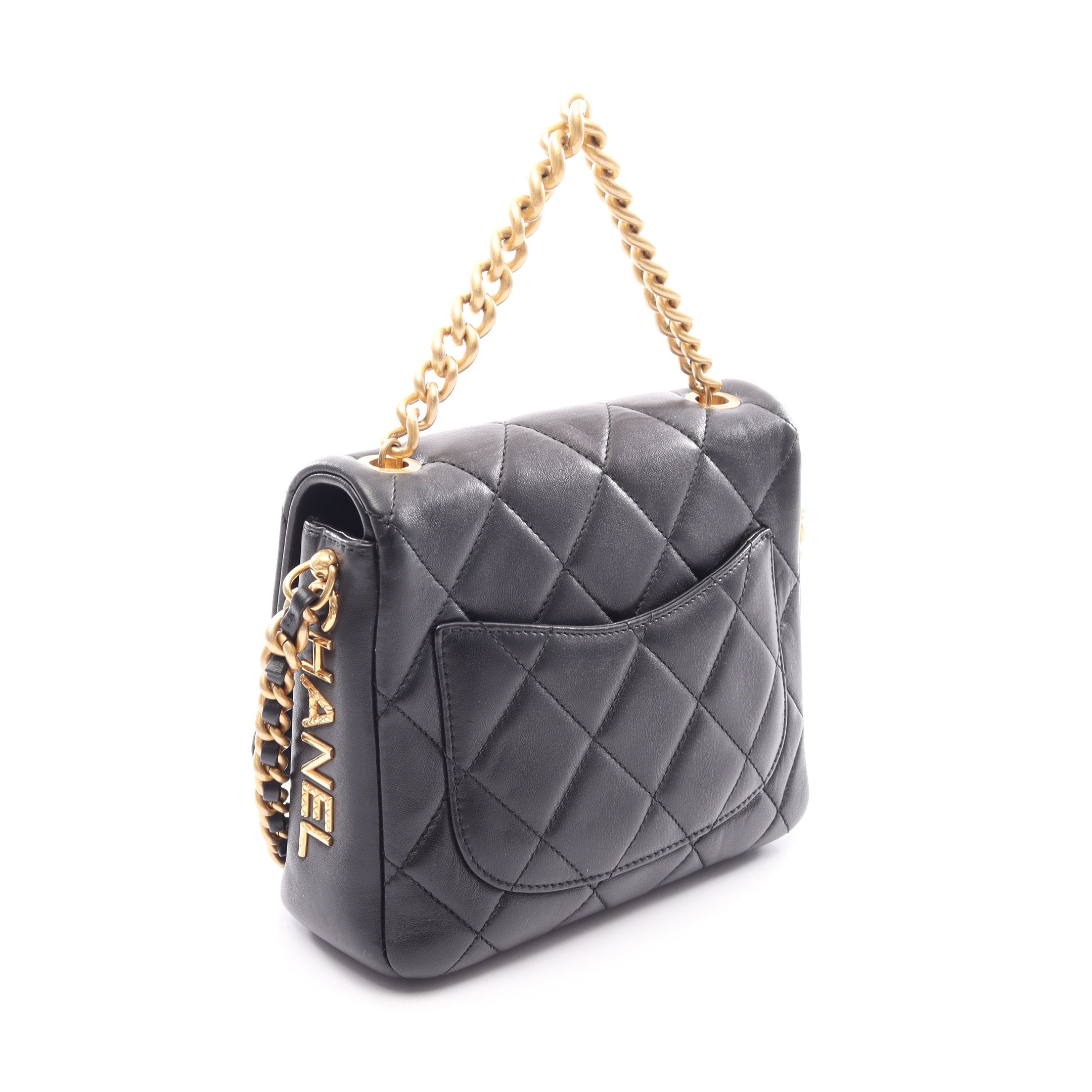 マトラッセ 2WAY チェーンショルダーバッグ ラムスキン ブラック