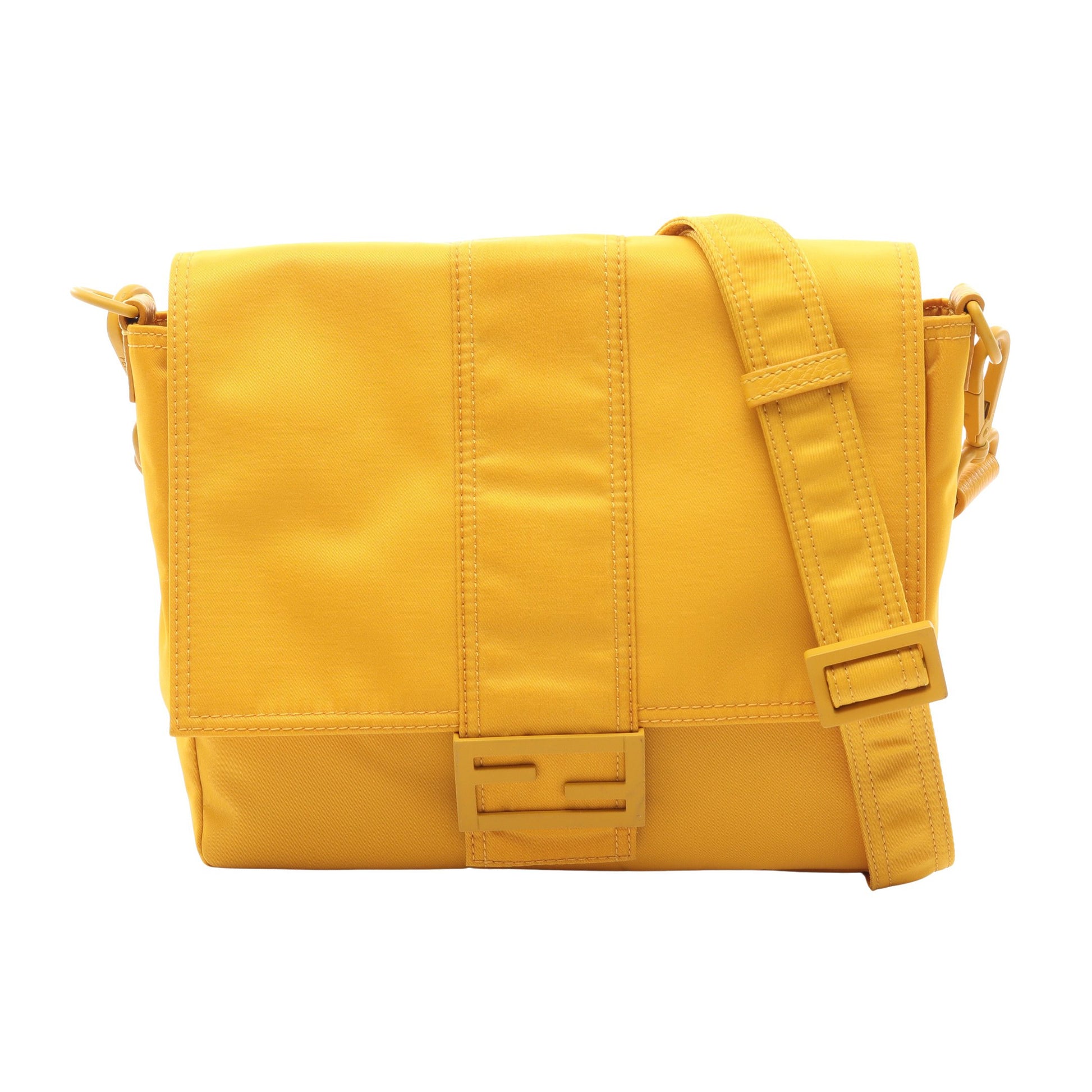Baguette Messenger Bag バケット メッセンジャー ショルダーバッグ ナイロン レザー イエロー フェンディ バッグ FENDI