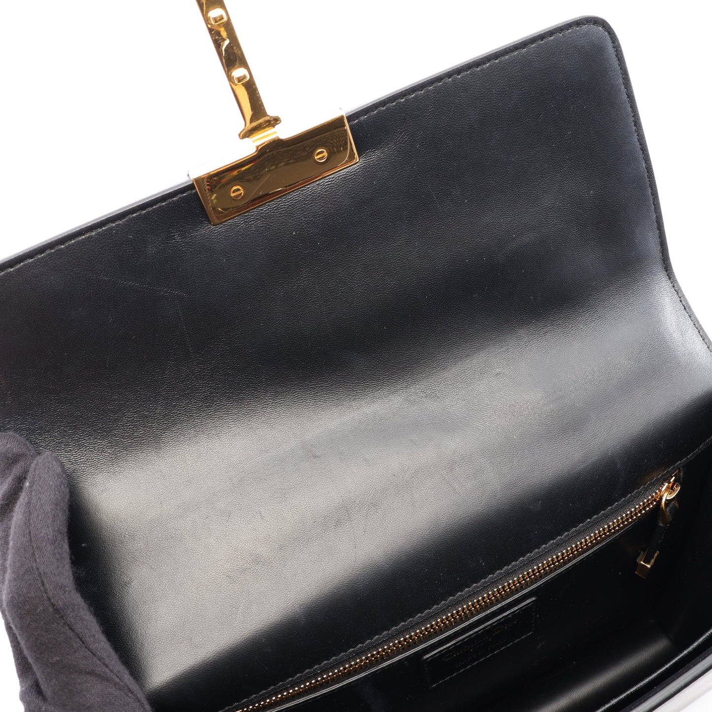 30 MONTAIGNE モンテーニュ ショルダーバッグ レザー ブラック クリスチャンディオール
