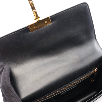 30 MONTAIGNE モンテーニュ ショルダーバッグ レザー ブラック クリスチャンディオール