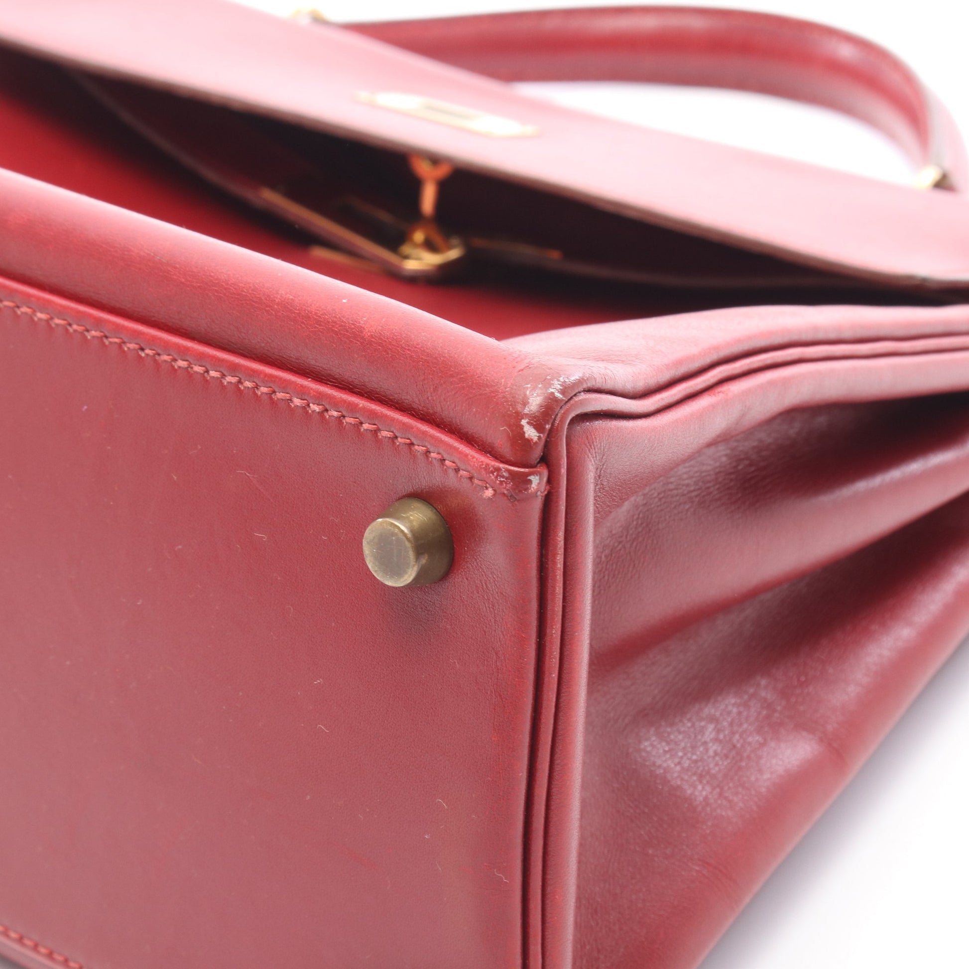 ケリー32 ルージュヴィフ 内縫い 2WAY ハンドバッグ タデラクト レッド ゴールド金具 ○V刻印 エルメス バッグ HERMES