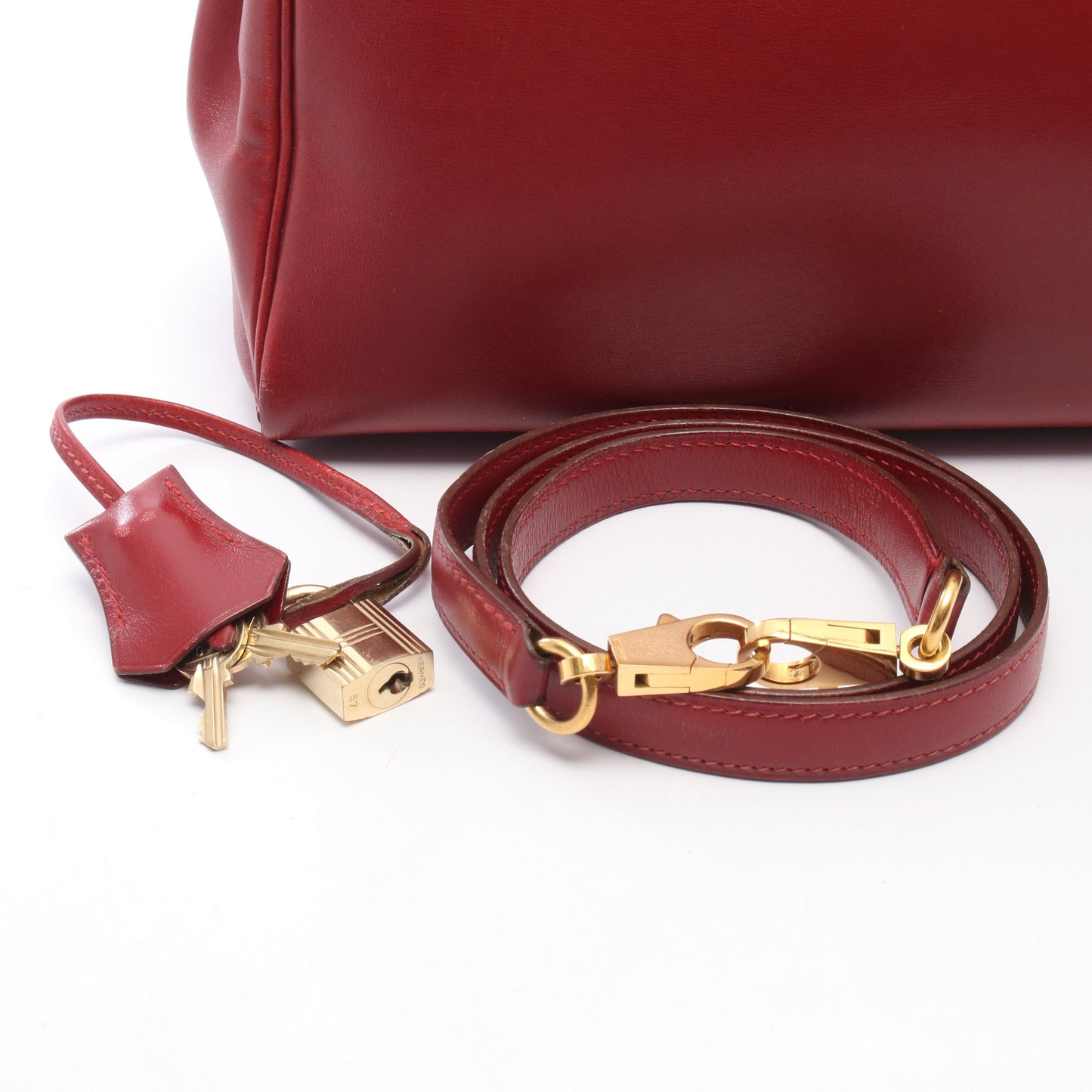 ケリー32 ルージュヴィフ 内縫い 2WAY ハンドバッグ タデラクト レッド ゴールド金具 ○V刻印 エルメス バッグ HERMES