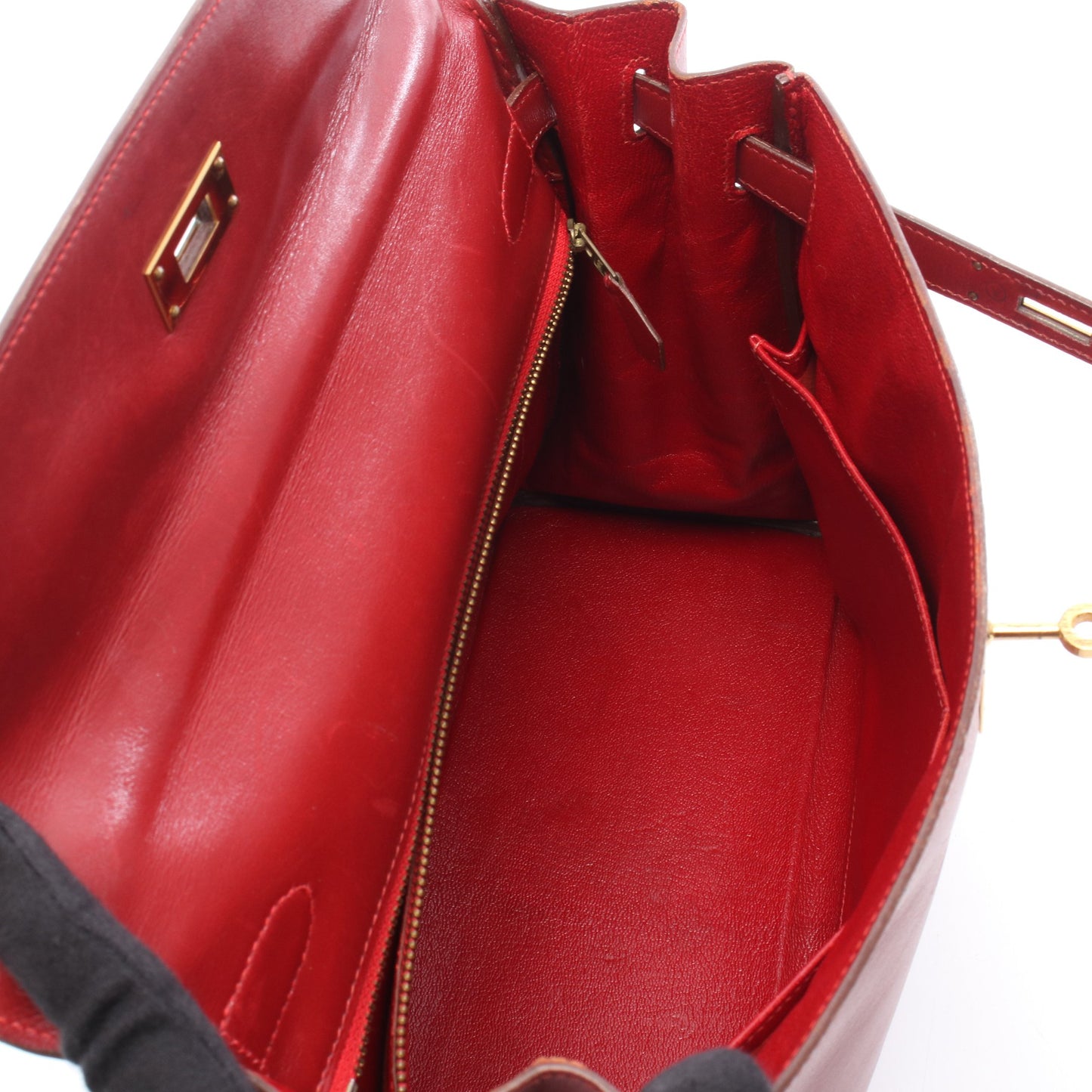 ケリー32 ルージュヴィフ 内縫い 2WAY ハンドバッグ タデラクト レッド ゴールド金具 ○V刻印 エルメス バッグ HERMES