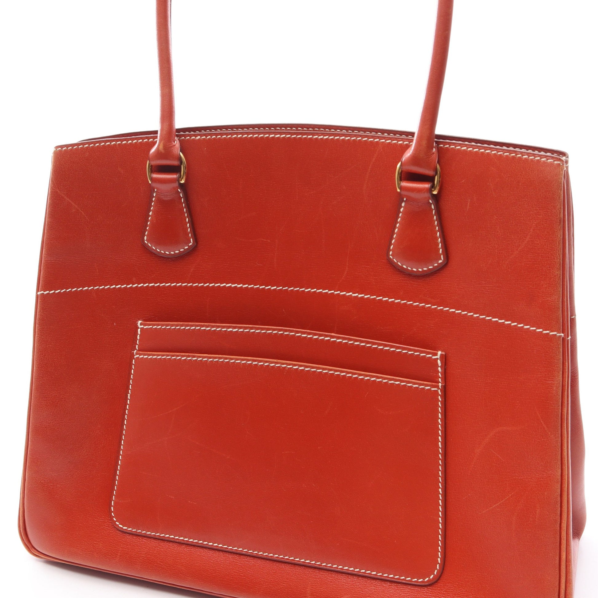 La(ラ) ショルダーバッグ トートバッグ ボックスカーフ オレンジブラウン ゴールド金具 ○Z刻印 エルメス バッグ HERMES