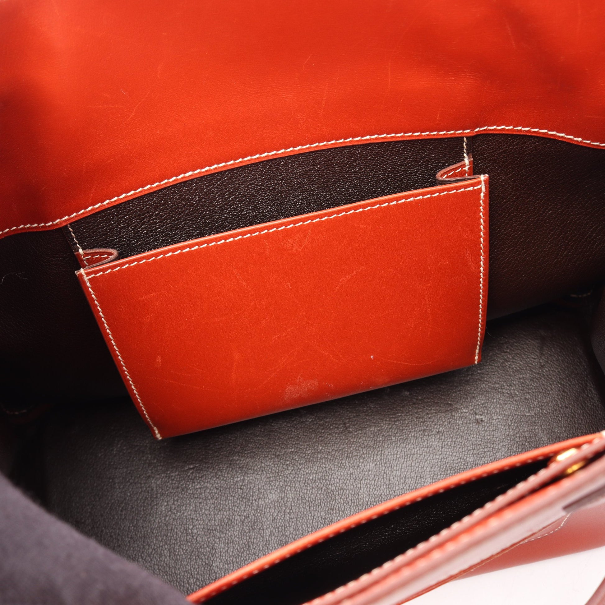 La(ラ) ショルダーバッグ トートバッグ ボックスカーフ オレンジブラウン ゴールド金具 ○Z刻印 エルメス バッグ HERMES