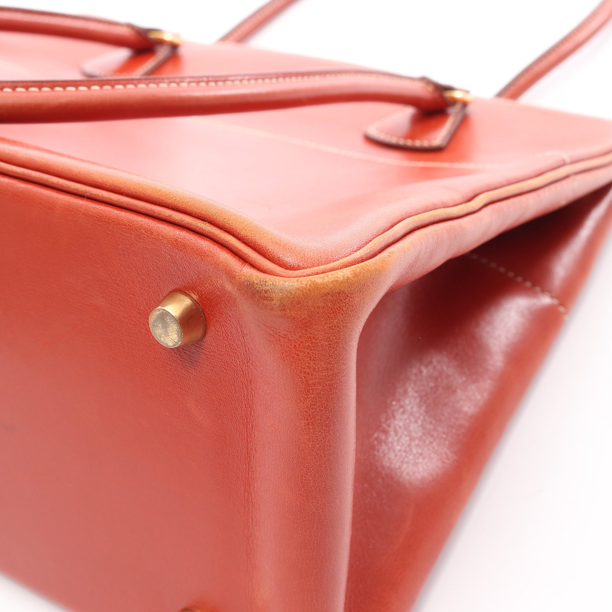 La(ラ) ショルダーバッグ トートバッグ ボックスカーフ オレンジブラウン ゴールド金具 ○Z刻印 エルメス バッグ HERMES
