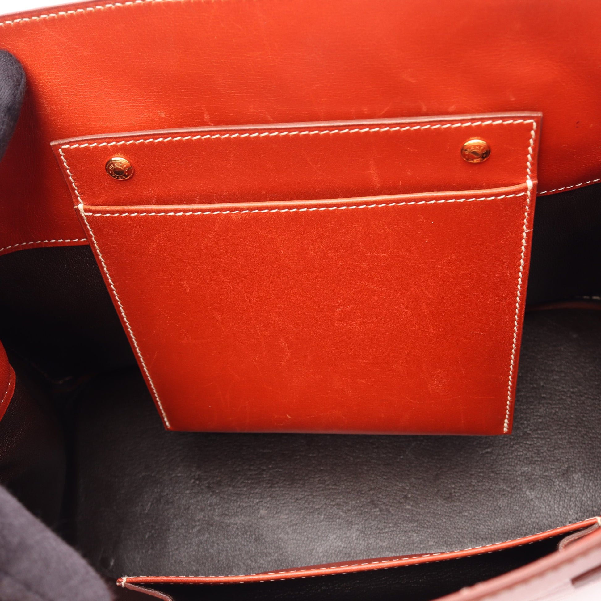 La(ラ) ショルダーバッグ トートバッグ ボックスカーフ オレンジブラウン ゴールド金具 ○Z刻印 エルメス バッグ HERMES