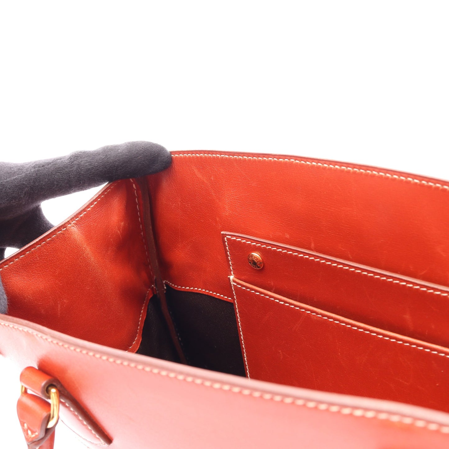 La(ラ) ショルダーバッグ トートバッグ ボックスカーフ オレンジブラウン ゴールド金具 ○Z刻印 エルメス バッグ HERMES