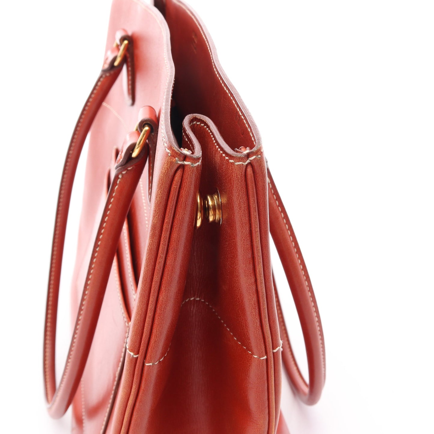 La(ラ) ショルダーバッグ トートバッグ ボックスカーフ オレンジブラウン ゴールド金具 ○Z刻印 エルメス バッグ HERMES