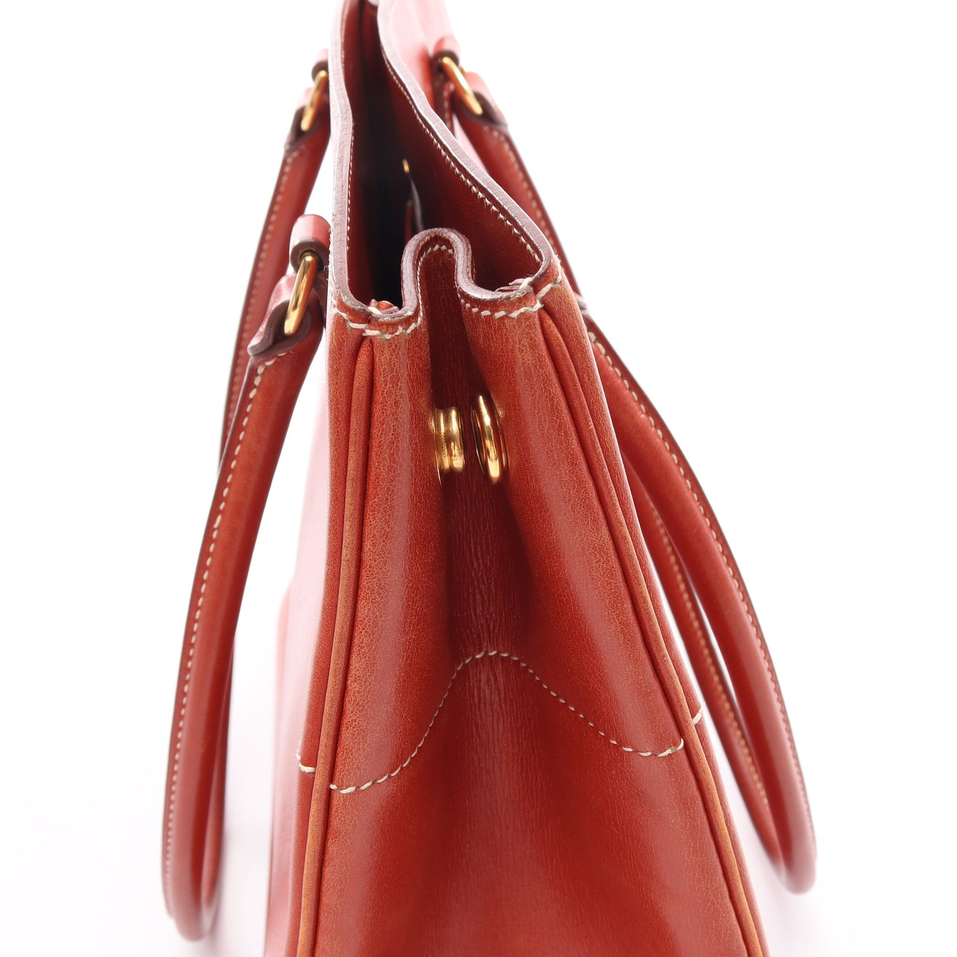 La(ラ) ショルダーバッグ トートバッグ ボックスカーフ オレンジブラウン ゴールド金具 ○Z刻印 エルメス バッグ HERMES