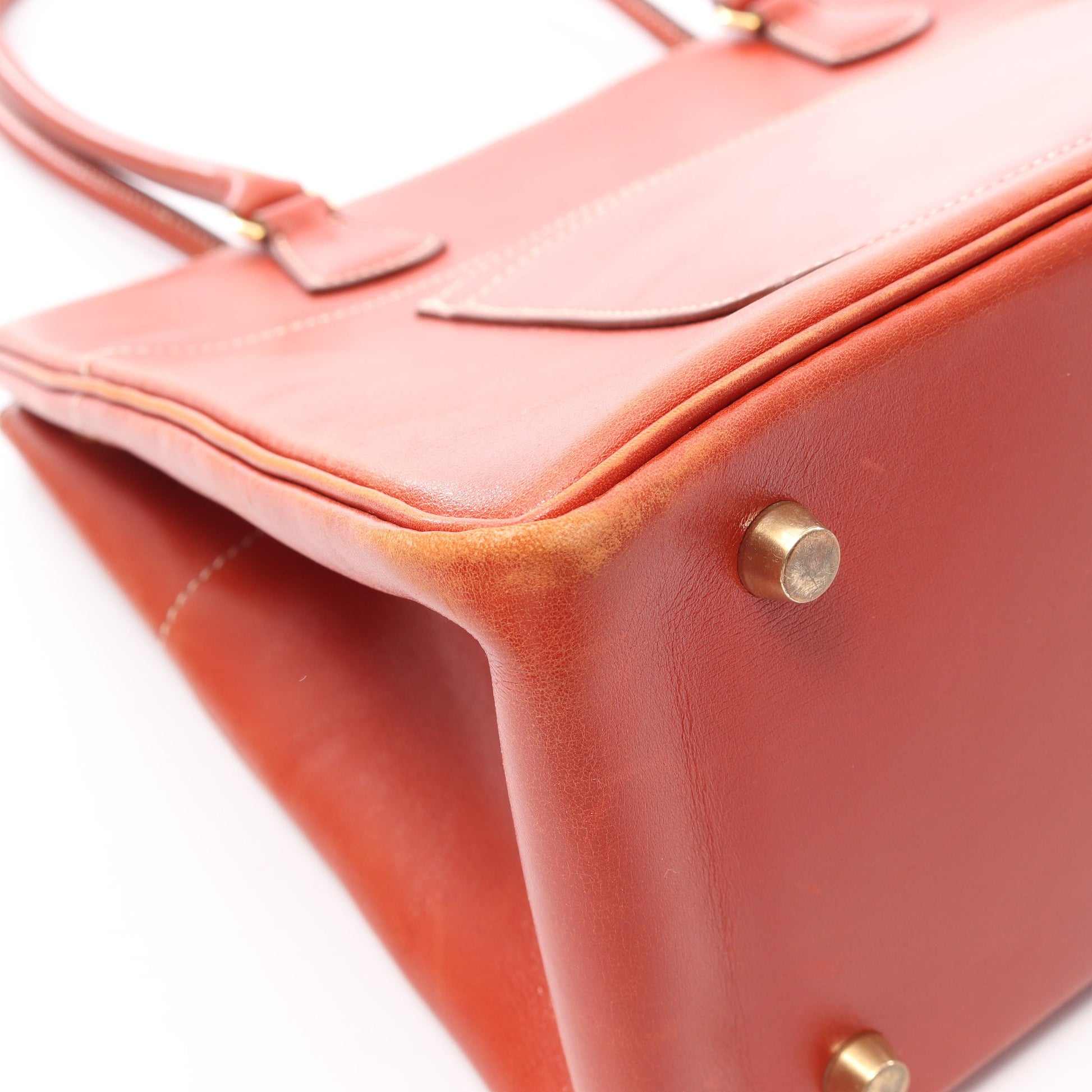 La(ラ) ショルダーバッグ トートバッグ ボックスカーフ オレンジブラウン ゴールド金具 ○Z刻印 エルメス バッグ HERMES