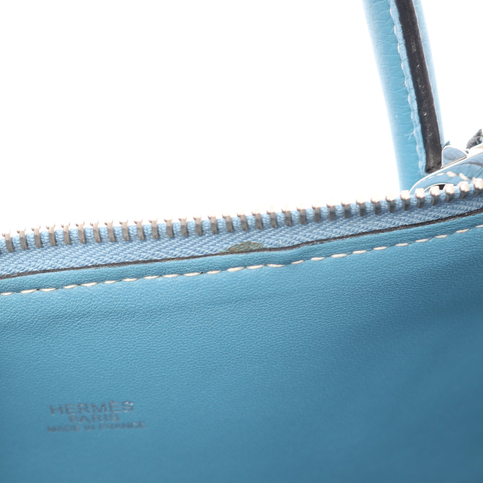 ボリード35 ブルージーン 2WAY ハンドバッグ トリヨンクレマンス ライトブルー シルバー金具 □J刻印 エルメス バッグ HERMES