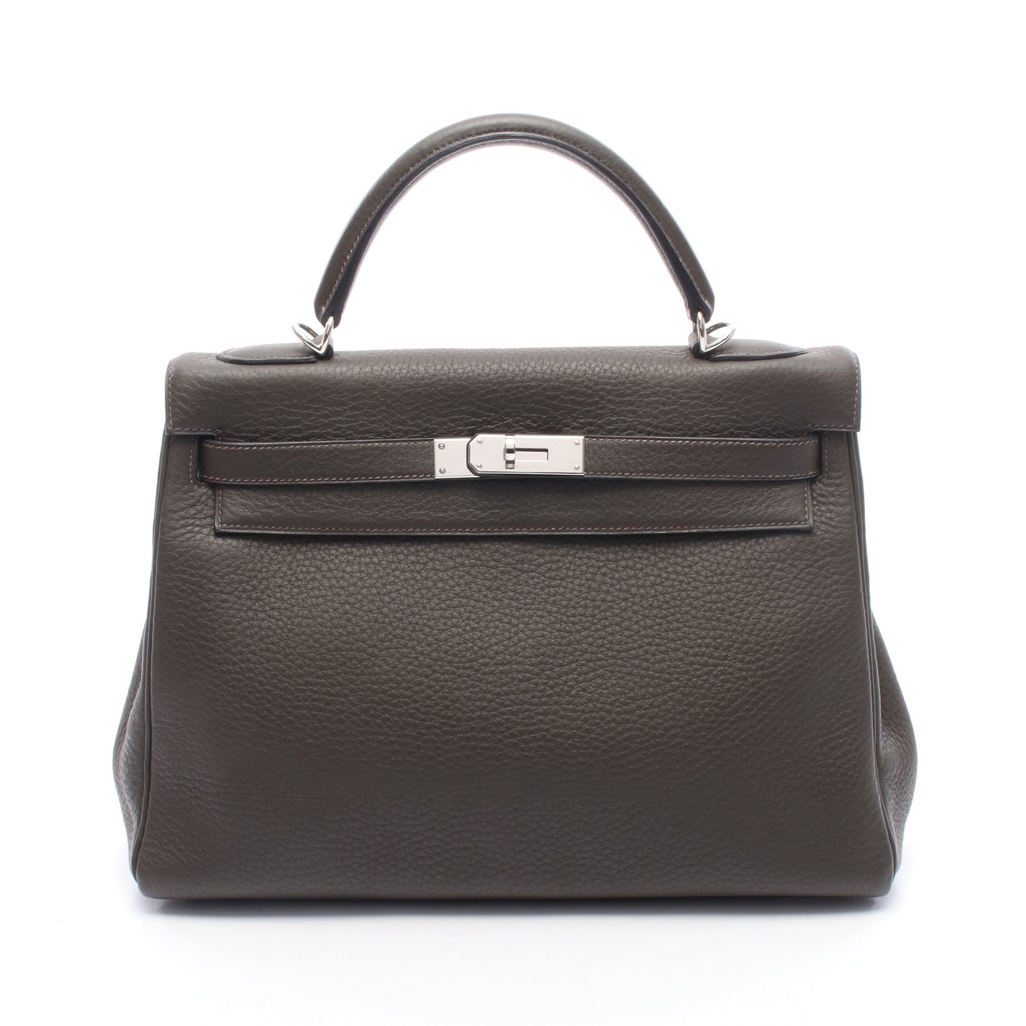 ケリー32 内縫い 2WAY ハンドバッグ トリヨンクレマンス カーキグリーン シルバー金具 □F刻印 エルメス バッグ HERMES