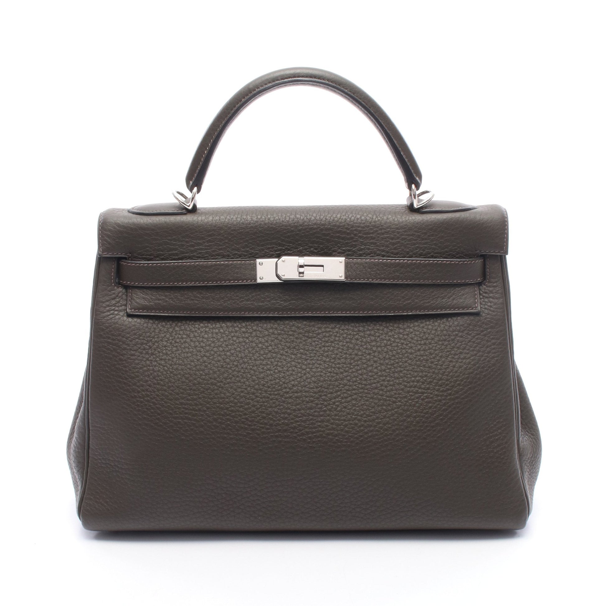 ケリー32 内縫い 2WAY ハンドバッグ トリヨンクレマンス カーキグリーン シルバー金具 □F刻印 エルメス バッグ HERMES