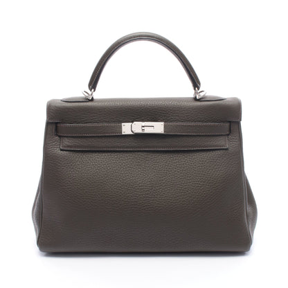 ケリー32 内縫い 2WAY ハンドバッグ トリヨンクレマンス カーキグリーン シルバー金具 □F刻印 エルメス バッグ HERMES