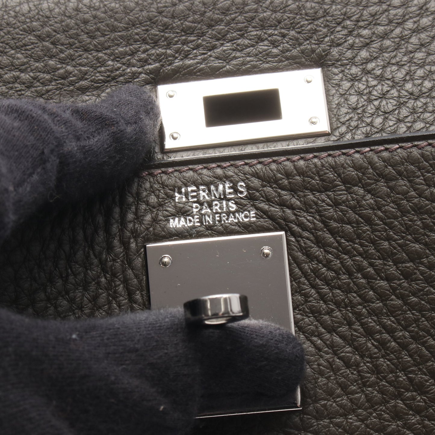 ケリー32 内縫い 2WAY ハンドバッグ トリヨンクレマンス カーキグリーン シルバー金具 □F刻印 エルメス バッグ HERMES