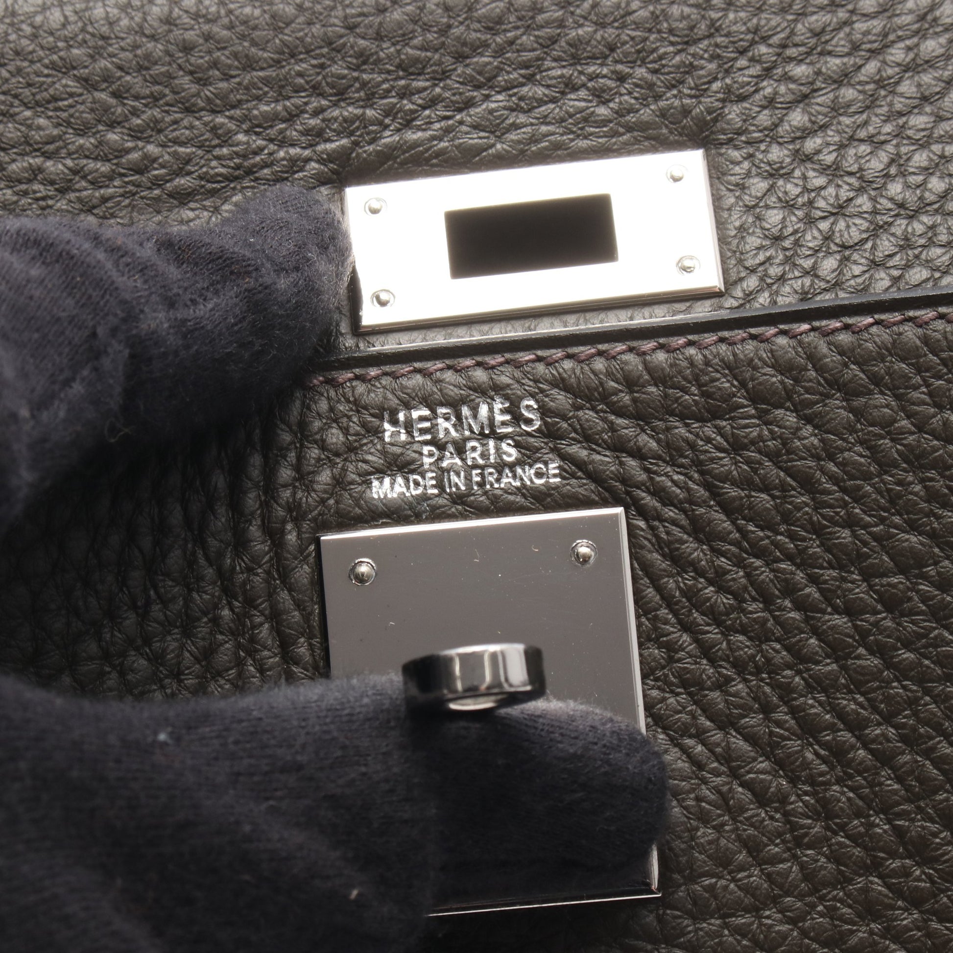 ケリー32 内縫い 2WAY ハンドバッグ トリヨンクレマンス カーキグリーン シルバー金具 □F刻印 エルメス バッグ HERMES