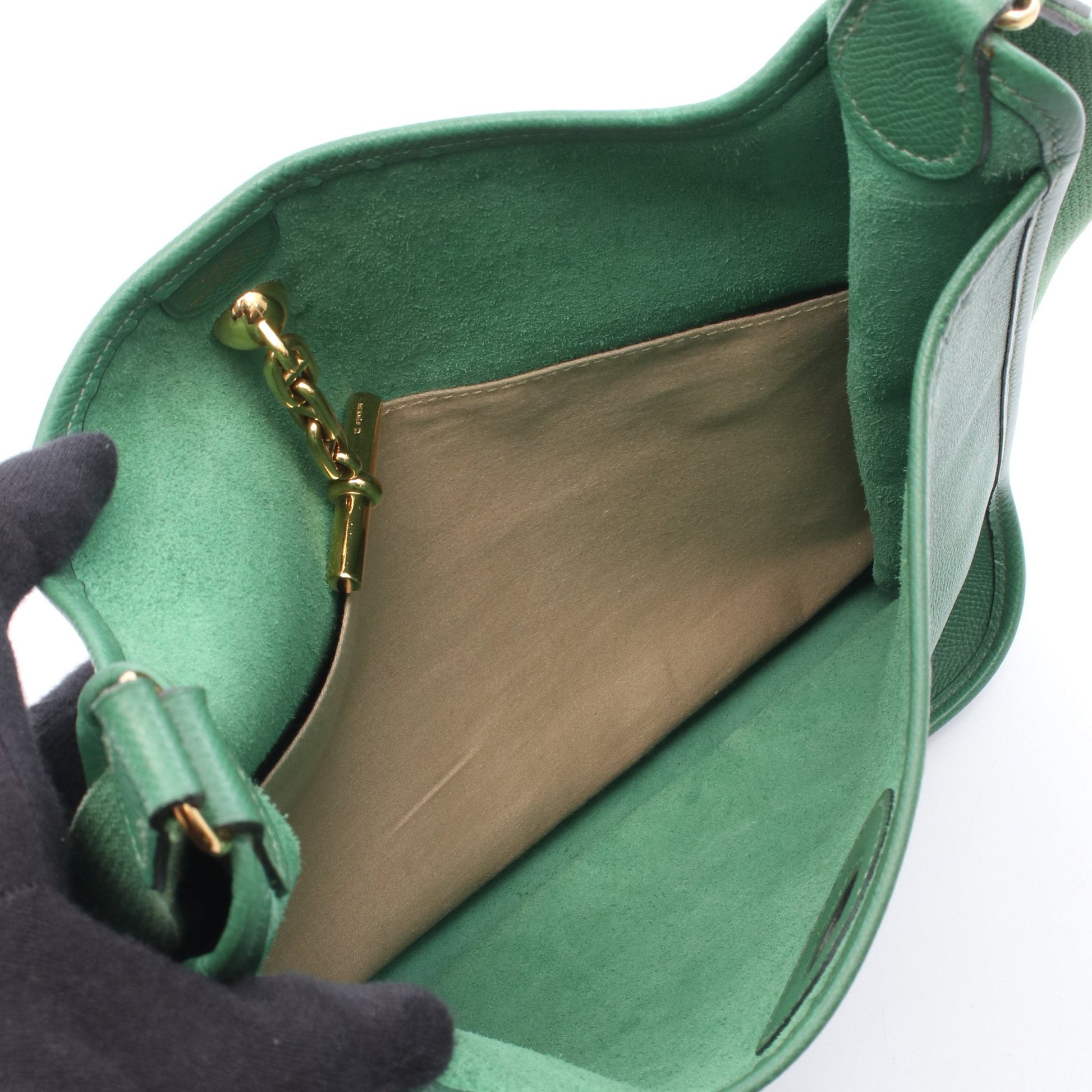 ヴェスパPM ショルダーバッグ クシュベル グリーン ゴールド金具 □A刻印 エルメス バッグ HERMES