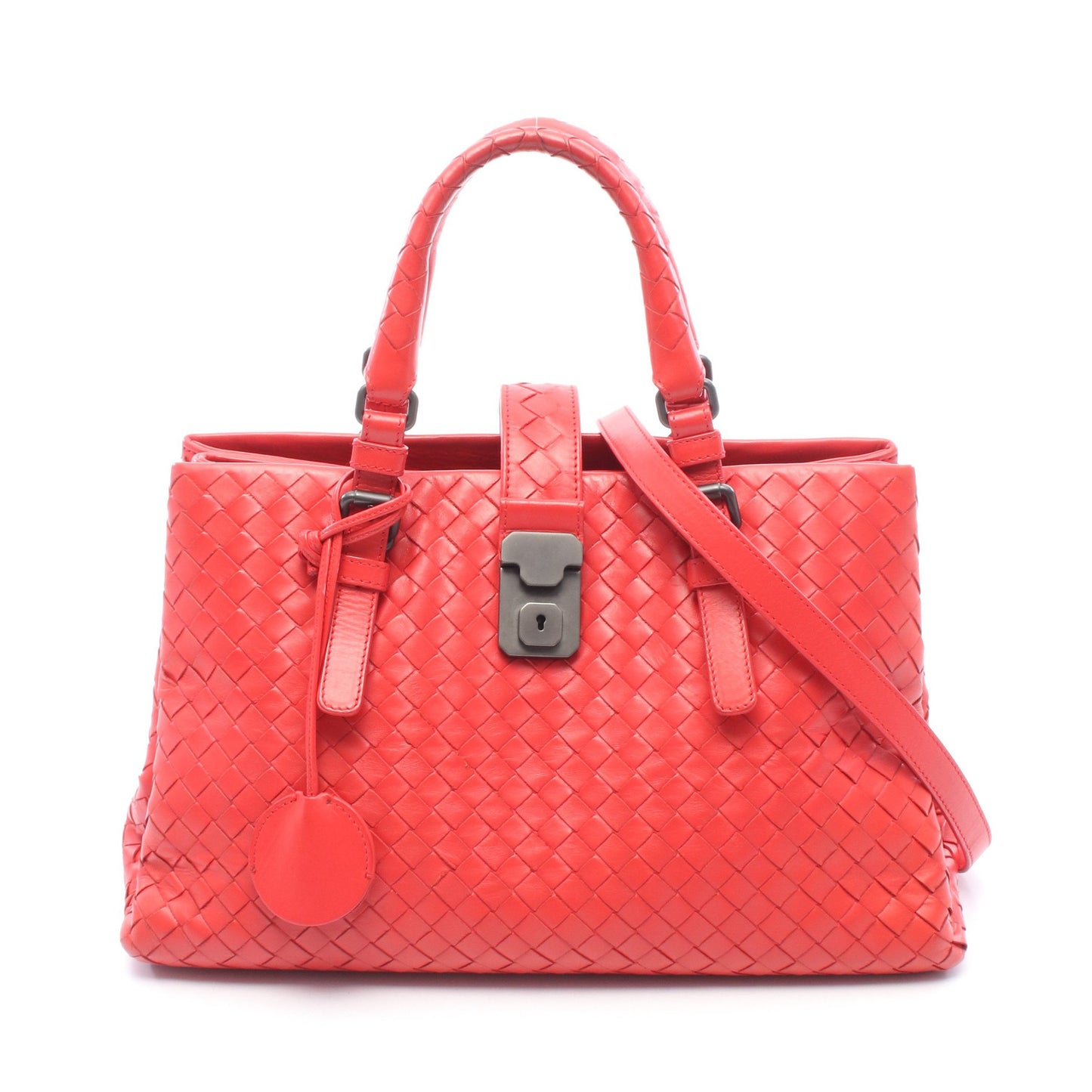 イントレチャート 2WAY ハンドバッグ レザー レッド ボッテガヴェネタ バッグ BOTTEGA VENETA