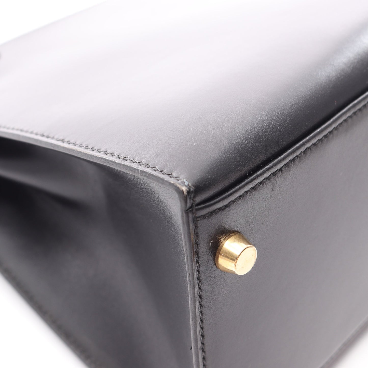 ケリー28 外縫い 2WAY ハンドバッグ ボックスカーフ ブラック ゴールド金具 ○A刻印 エルメス バッグ HERMES