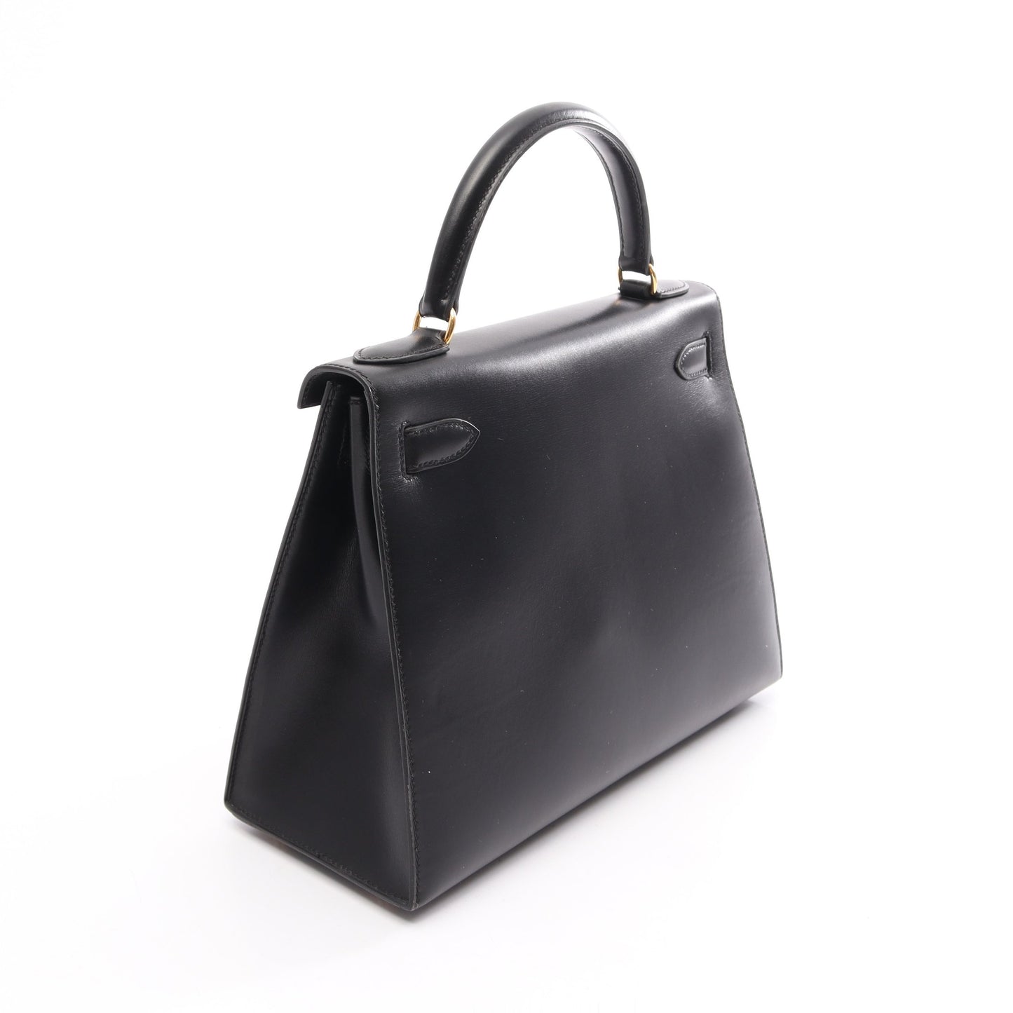 ケリー28 外縫い 2WAY ハンドバッグ ボックスカーフ ブラック ゴールド金具 ○A刻印 エルメス バッグ HERMES