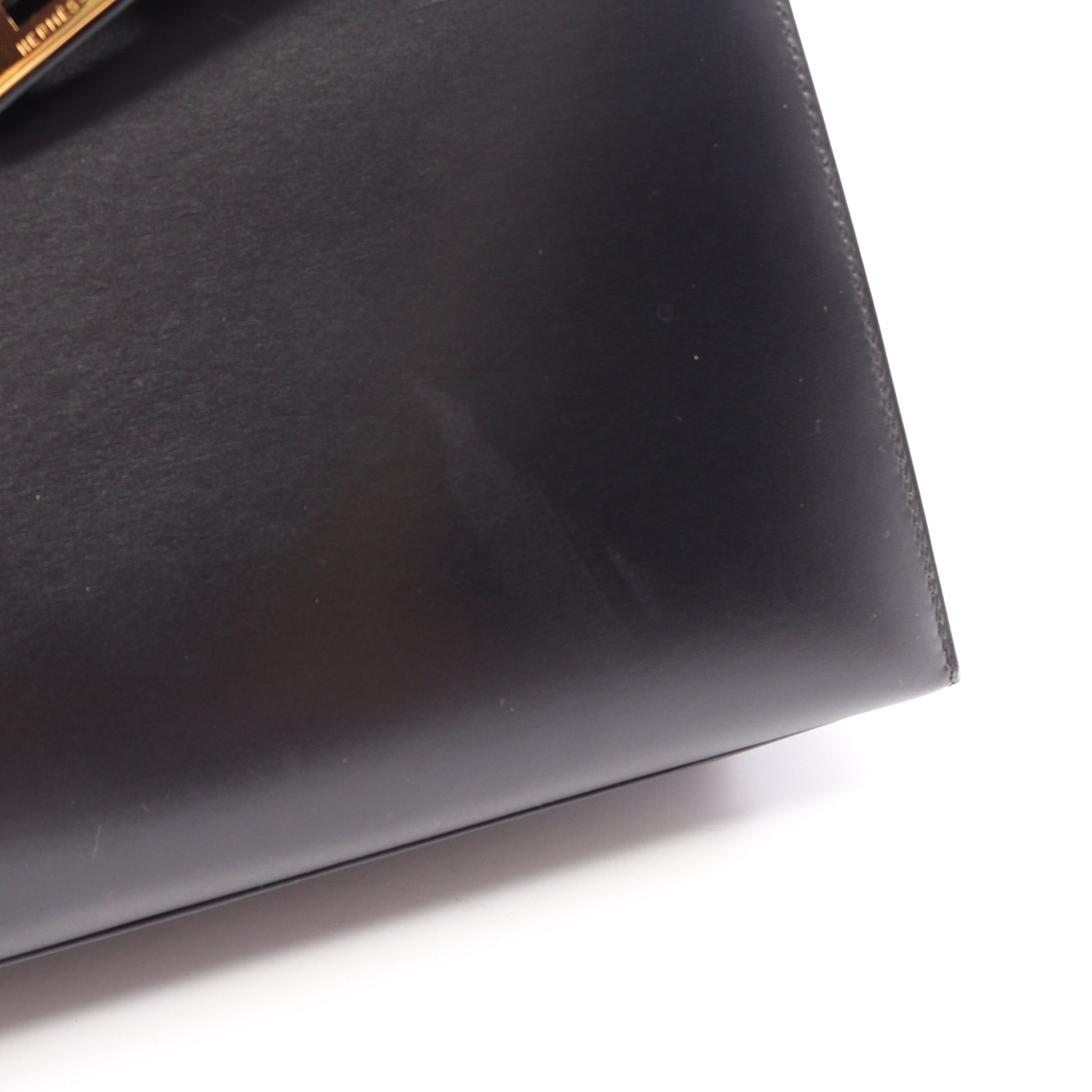 ケリー28 外縫い 2WAY ハンドバッグ ボックスカーフ ブラック ゴールド金具 ○A刻印 エルメス バッグ HERMES