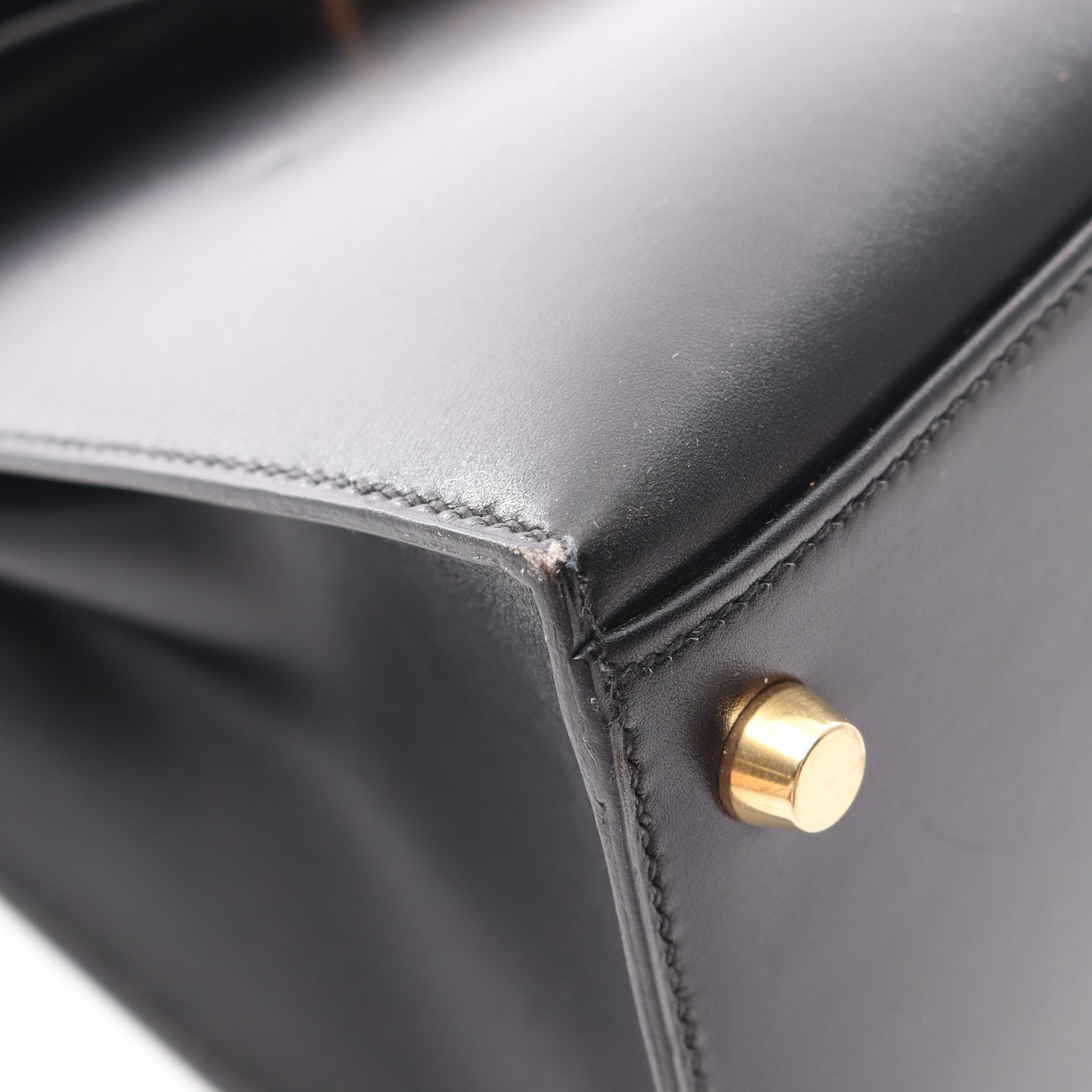 ケリー28 外縫い 2WAY ハンドバッグ ボックスカーフ ブラック ゴールド金具 ○A刻印 エルメス バッグ HERMES