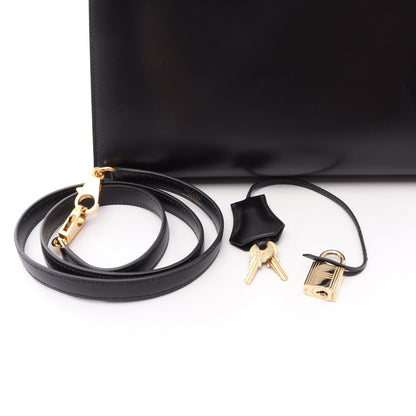 ケリー28 外縫い 2WAY ハンドバッグ ボックスカーフ ブラック ゴールド金具 ○A刻印 エルメス バッグ HERMES