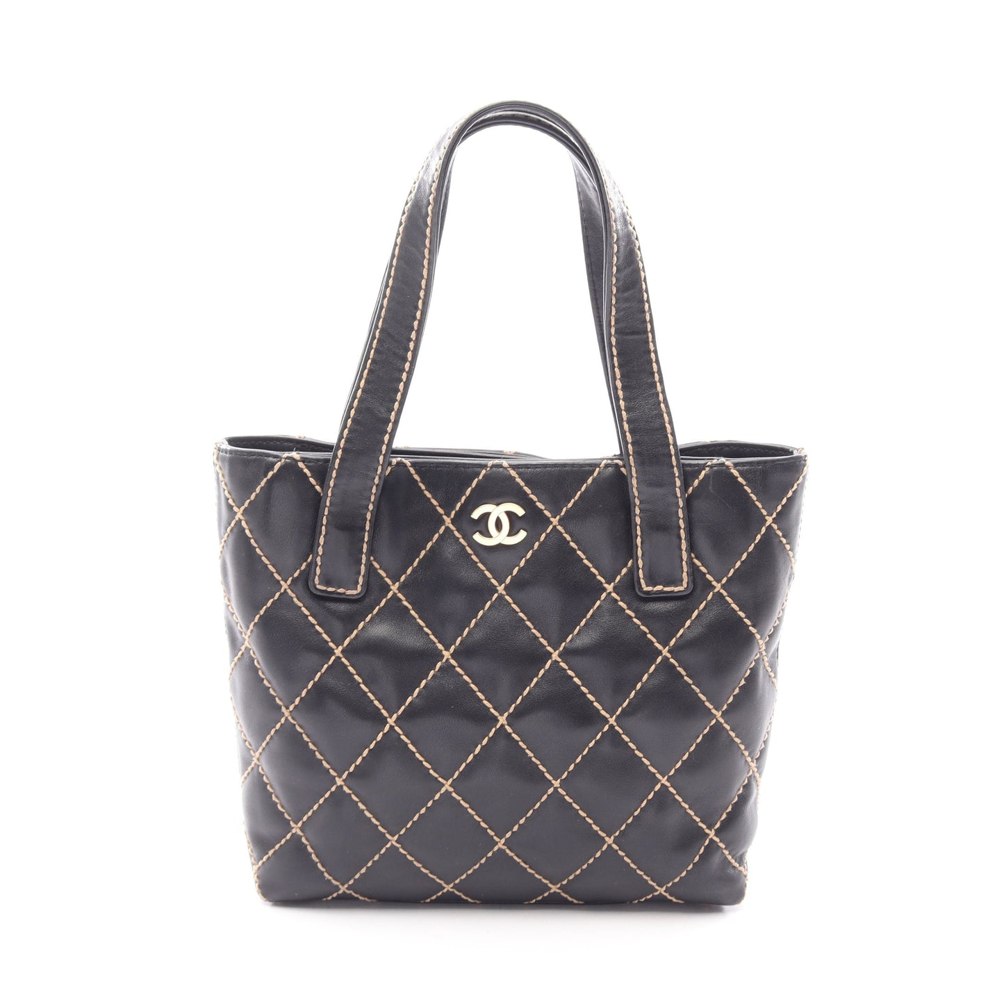 ワイルドステッチ ハンドバッグ トートバッグ レザー ブラック ゴールド金具 シャネル バッグ CHANEL