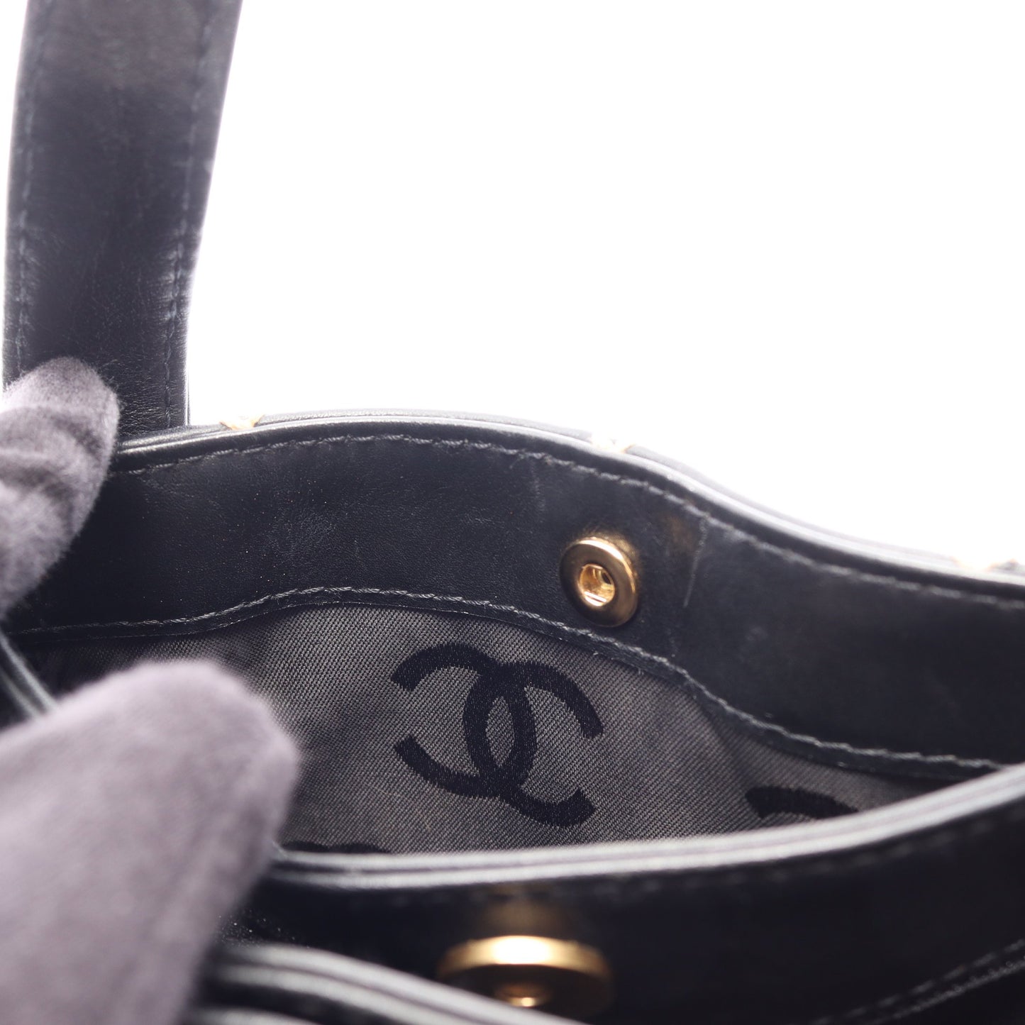 ワイルドステッチ ハンドバッグ トートバッグ レザー ブラック ゴールド金具 シャネル バッグ CHANEL