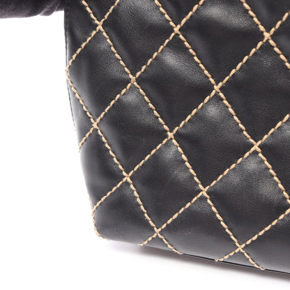 ワイルドステッチ ハンドバッグ トートバッグ レザー ブラック ゴールド金具 シャネル バッグ CHANEL