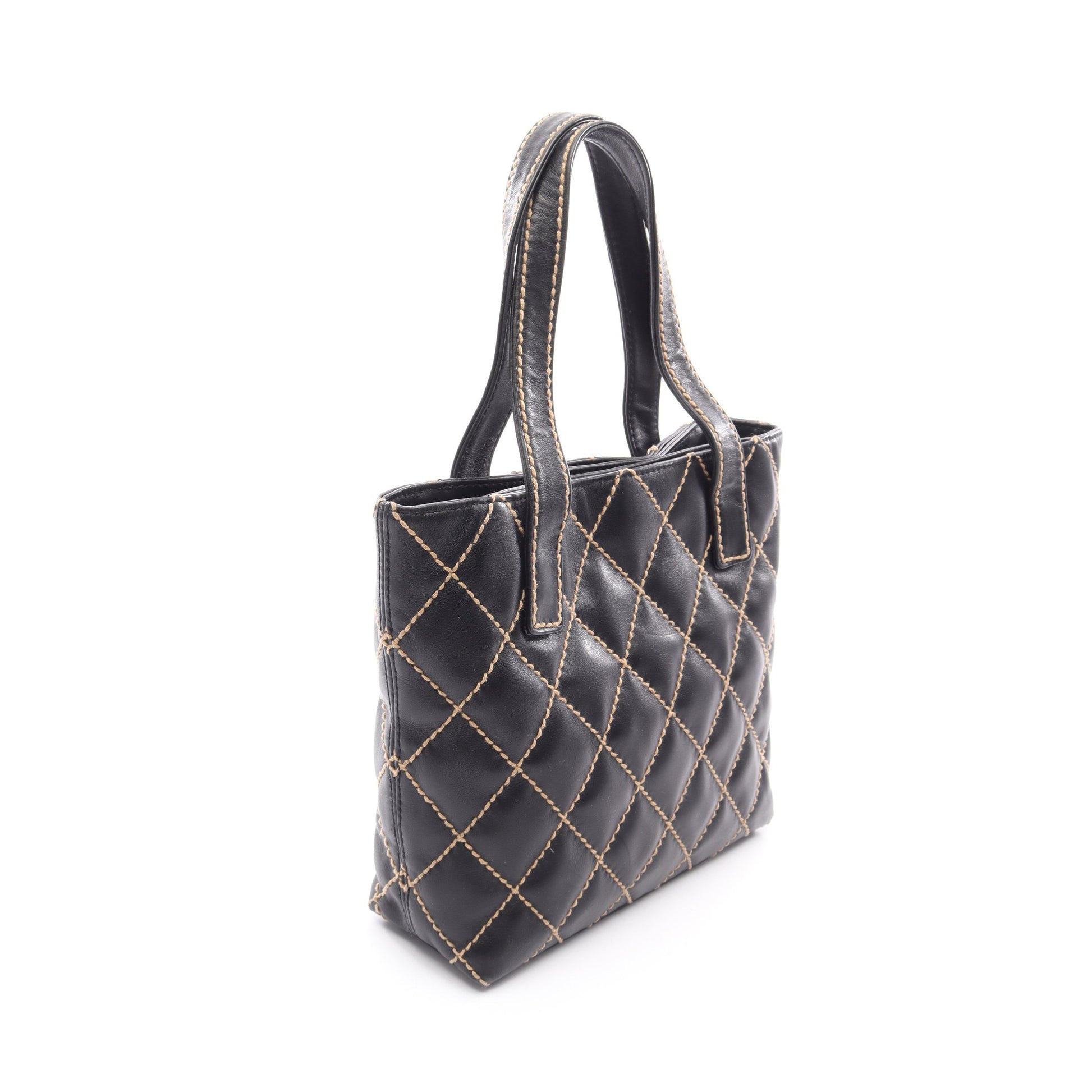 ワイルドステッチ ハンドバッグ トートバッグ レザー ブラック ゴールド金具 シャネル バッグ CHANEL